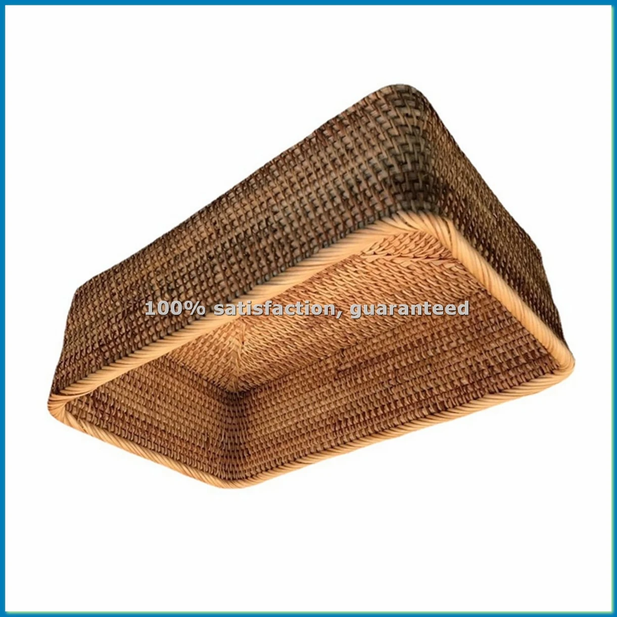 Hand-Woven Rattan Wicker Basket Fruit Tea Snack Bread Basket Cosmetic Rectangular Storage Box Household Kitchen Supplies L-AT35