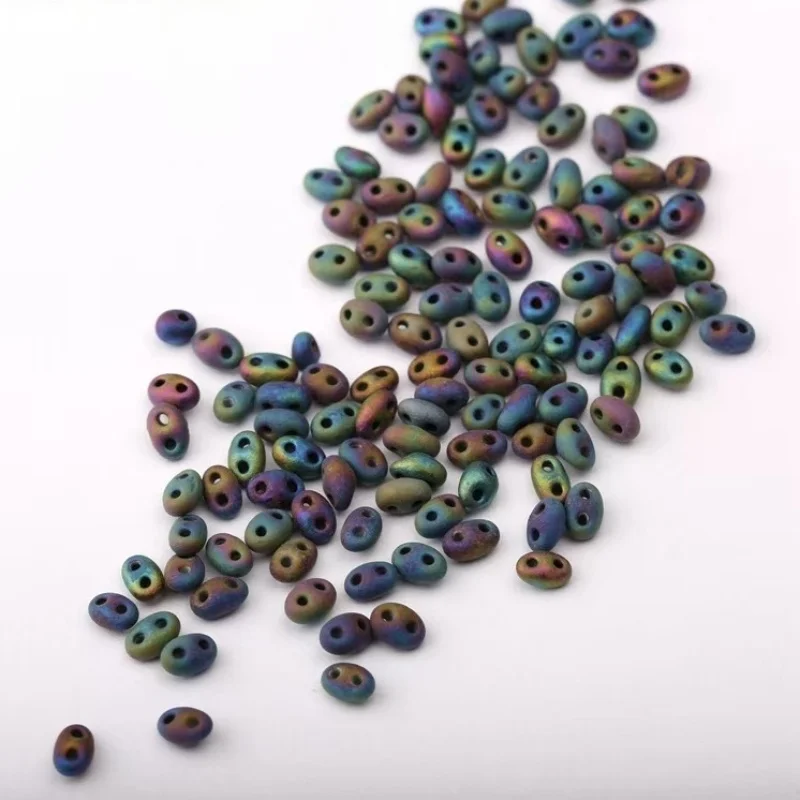 5*2.5mm Glass Twin Hole Seed Two Hole Twin Seed Beads Multicolor Spacer Beads DIY Bracelets Jewelry,1Bottle (10g-Approx 150PCs)