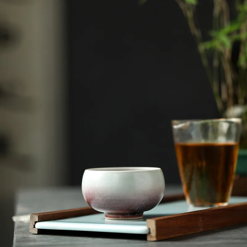 Taza de té roja lisa, taza de té pequeña con esmalte agarrado, taza maestra Kombucha hecha a mano, taza individual, taza de té femenina grande