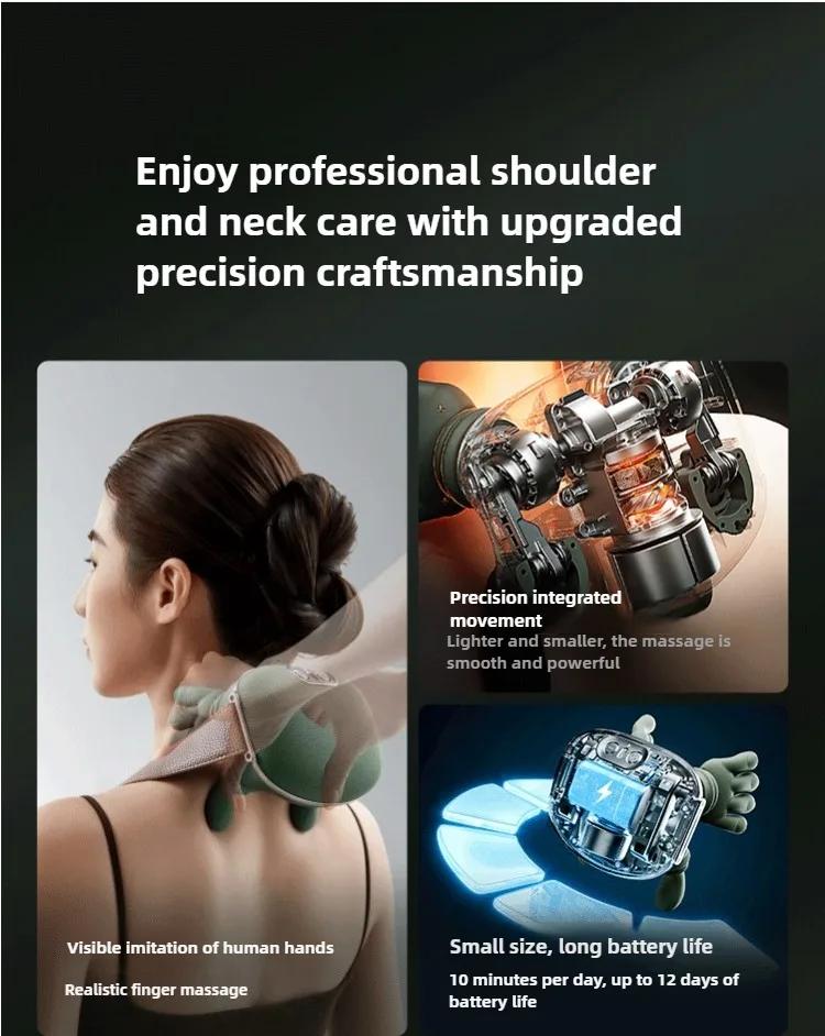 Kabelloses elektrisches USB-Massagegerät mit 6D-Handsimulation, kabelloses Nacken- und Schultermassagegerät mit USB-betriebenem Ladekabel im Lieferumfang enthalten