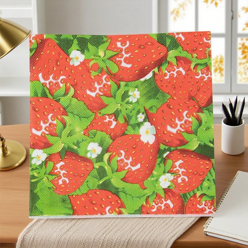 Colorful Printed Napkin Paper Towel Lemon Fruit Design For Party Wine Glass Decoration And Placemat Heavy Duty Kitchen Towel