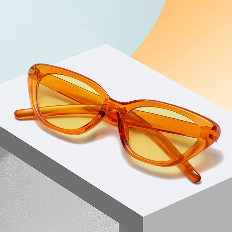 Cat's Eye Small Frame Summer Pastels Translucent Glasses Summer Beach Fashion Decorative Glasses Men's and Women's Trendy Wear