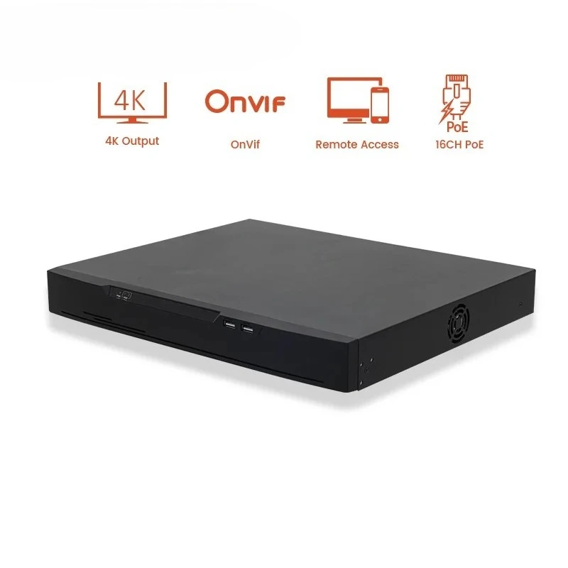 16CH 16 Ports POE NVR With H.265 2 SATA HDD Support Up To 8TB 4K Resolution Smart Search For Output
