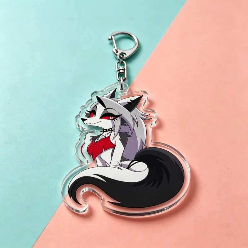 Helluva Boss Loona Hellhound Acrylic Keychain Furry Wolf Bag Charm Cartoon Character Pendant Creative Gift for Anthro Anime Love