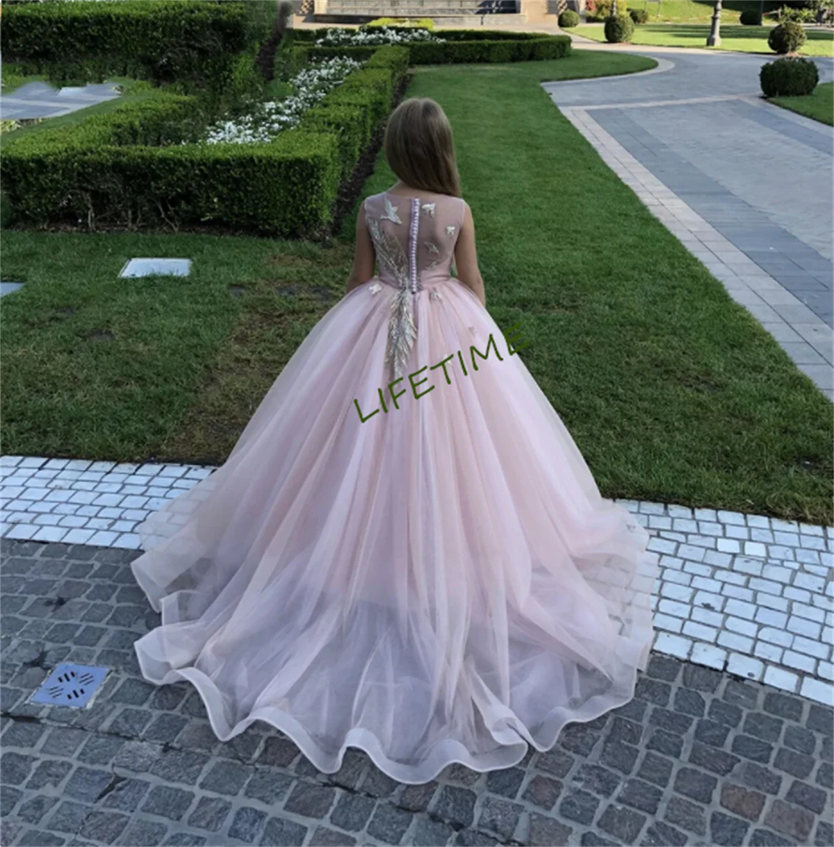 Vestido de princesa flor de tule menina, Vestido de baile colorido personalizado infantil, Festa de casamento infantil, Vestido de noite da menina