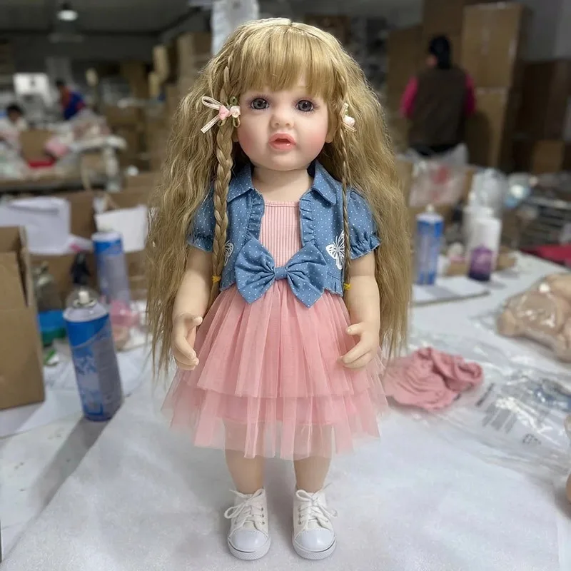 

55CM Betty Full Vinyl Body Toddler Girl Doll with Blonde Rooted Hair Cuddly Baby Girl Doll