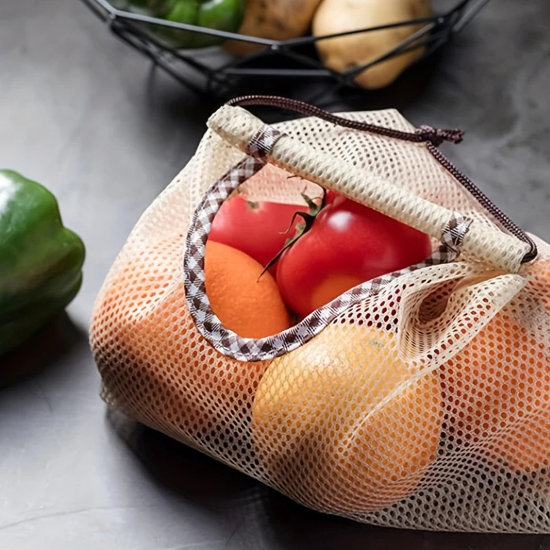 Mesh Hollow Reusable Hanging Bags Fruit & Vegetable Garlic & Onion Storage Bags Household Bags Kitchen Supplies