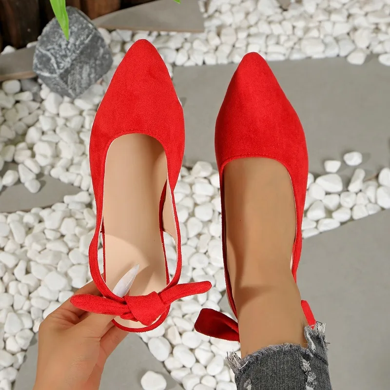 Footwear Pointed Toe Sandals for Women Closed Ladies Shoes Flat Rubber Summer No Heel Bow Black The Best Flat Sandals