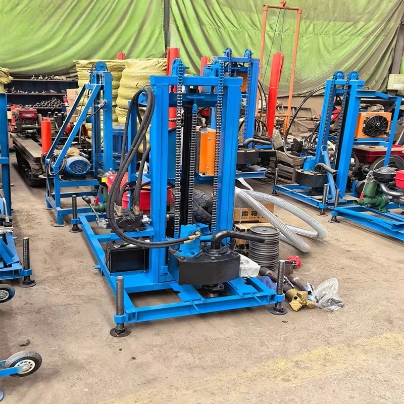 Portable Small Diesel Hydraulic Water Well Drilling Machine Wheeled Versatile 100m 200m for Agriculture