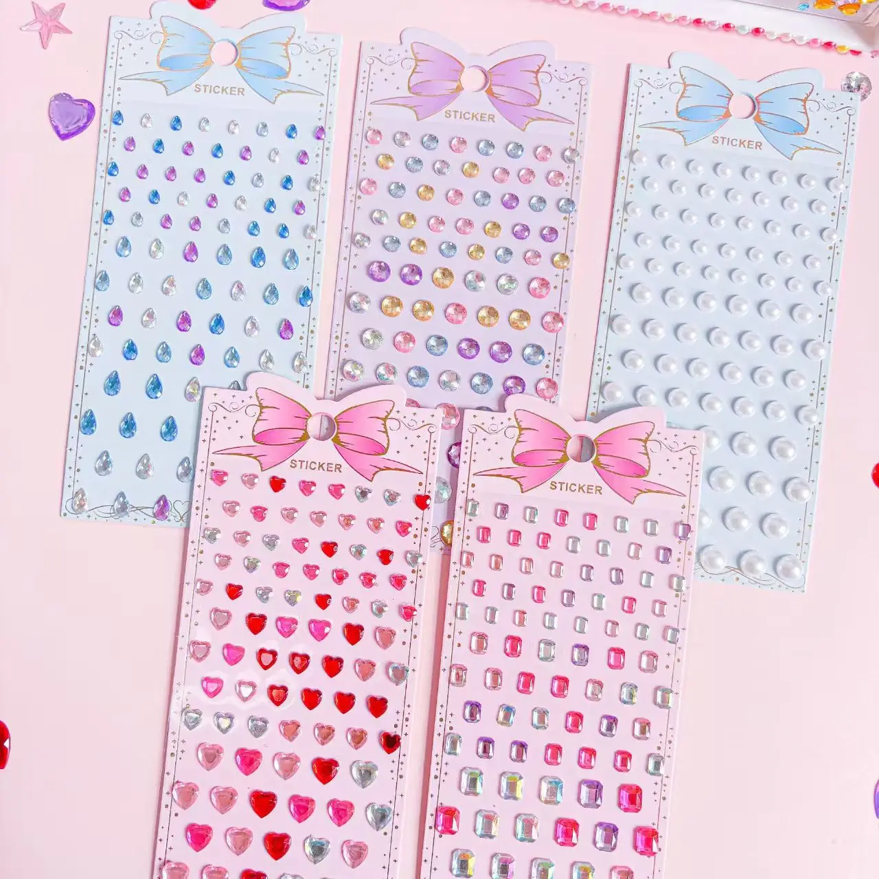 6 sheets Children's gemstone stickers, crystal diamond cartoon stickers, princess girl 3D reward stickers, decoration and play