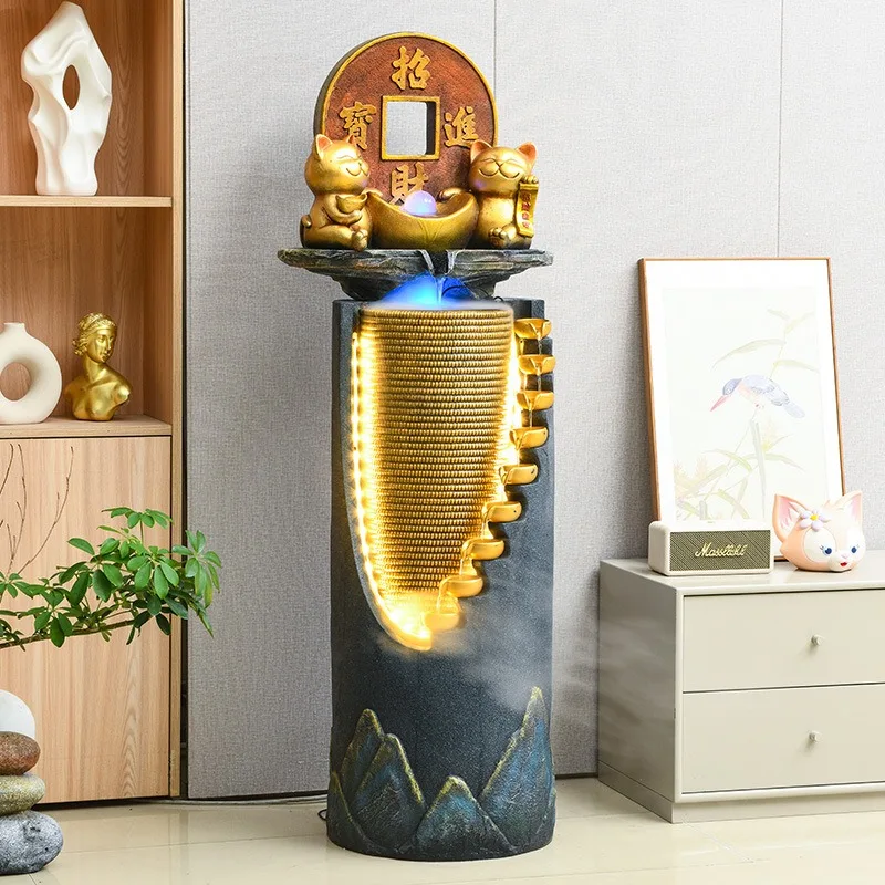 Light luxury feng shui wheel office entrance living room decoration running water fountain floor ornament humidifier landscape
