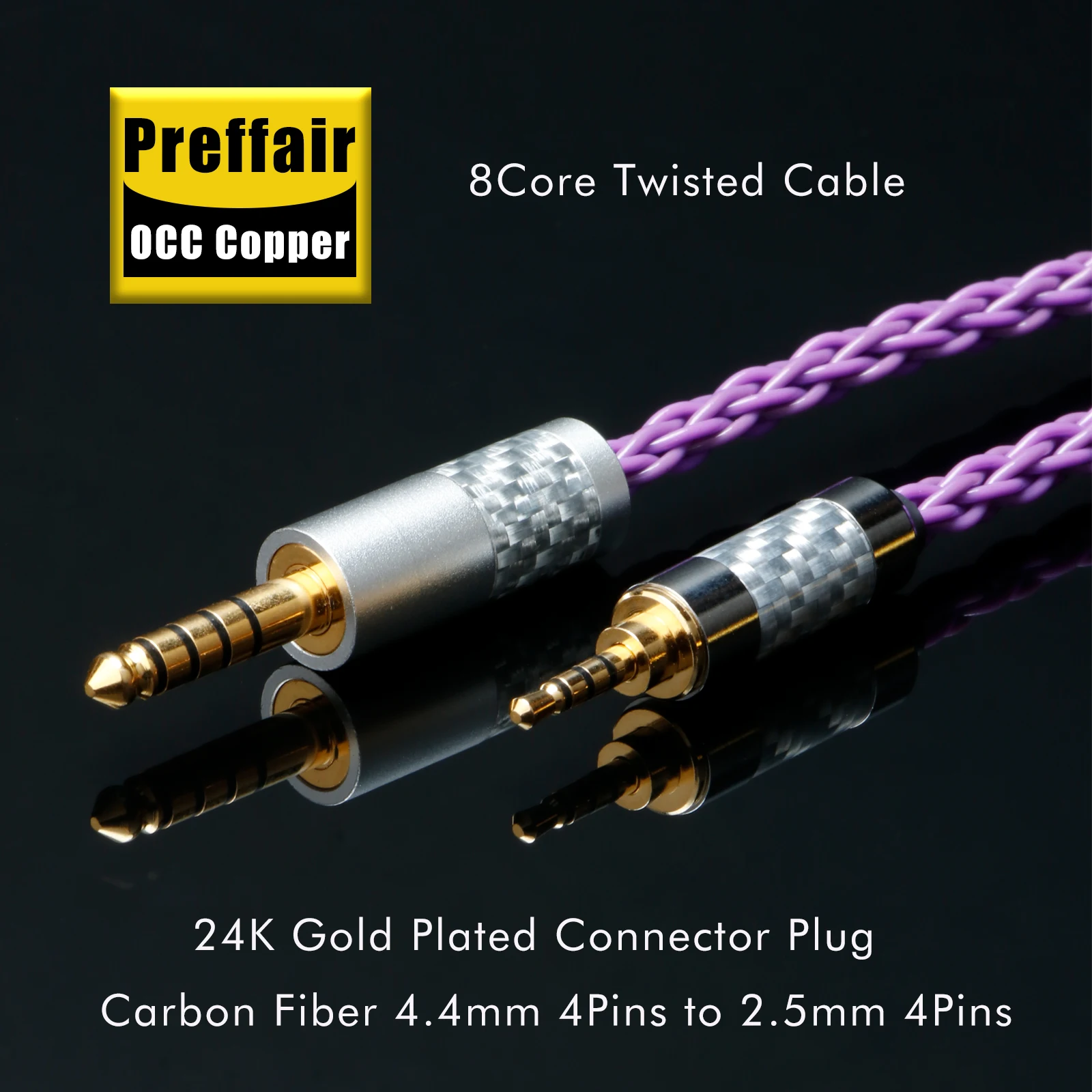 Hifi 4,4mm auf 3,5mm TRRS symmetrisches Kabel Aux-Buchse symmetrisches 2,5mm auf 4,4mm Audio-Adapterkabel Stecker auf Stecker – Detail 5