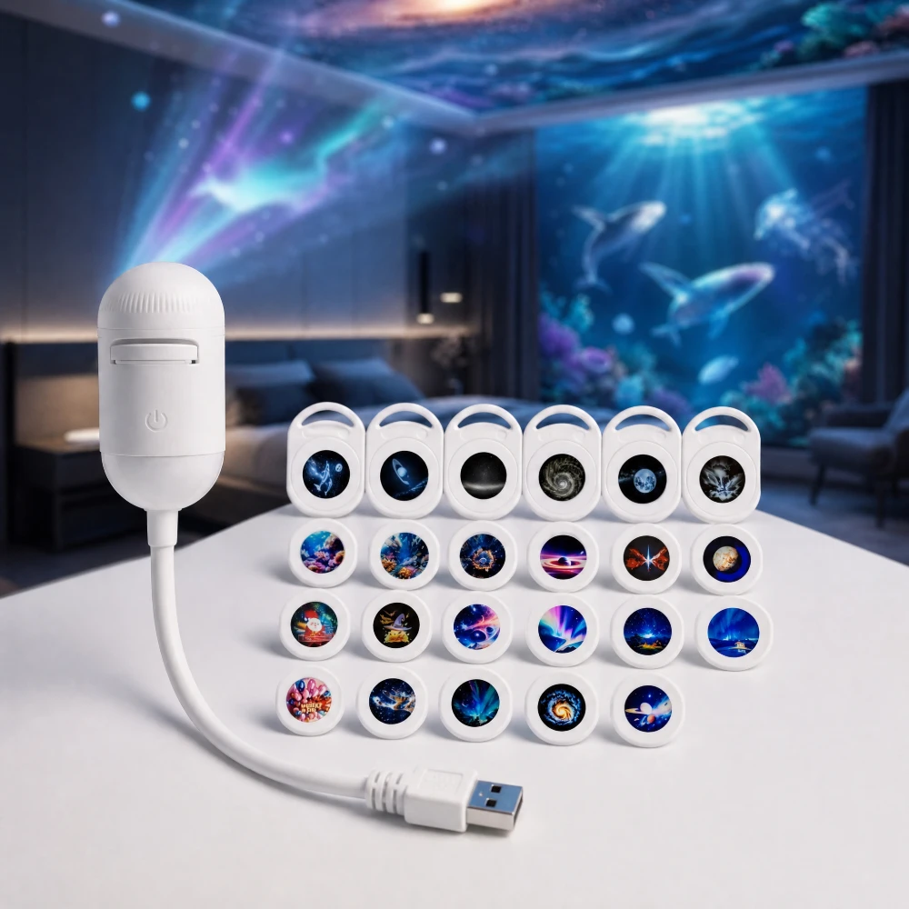 Galaxy Theme Eye Protection Night Light Projector USB Adjustable Brightness Starry Sky Mini Lamp for Bedroom Car Christmas Gift