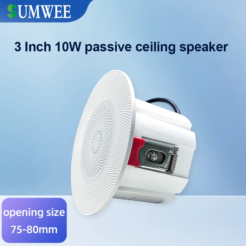 

3 inch Passive ceiling speaker 4Ohm 10-20W mounted High fidelity Clear sound quality 75mm Opening size home Theater music system
