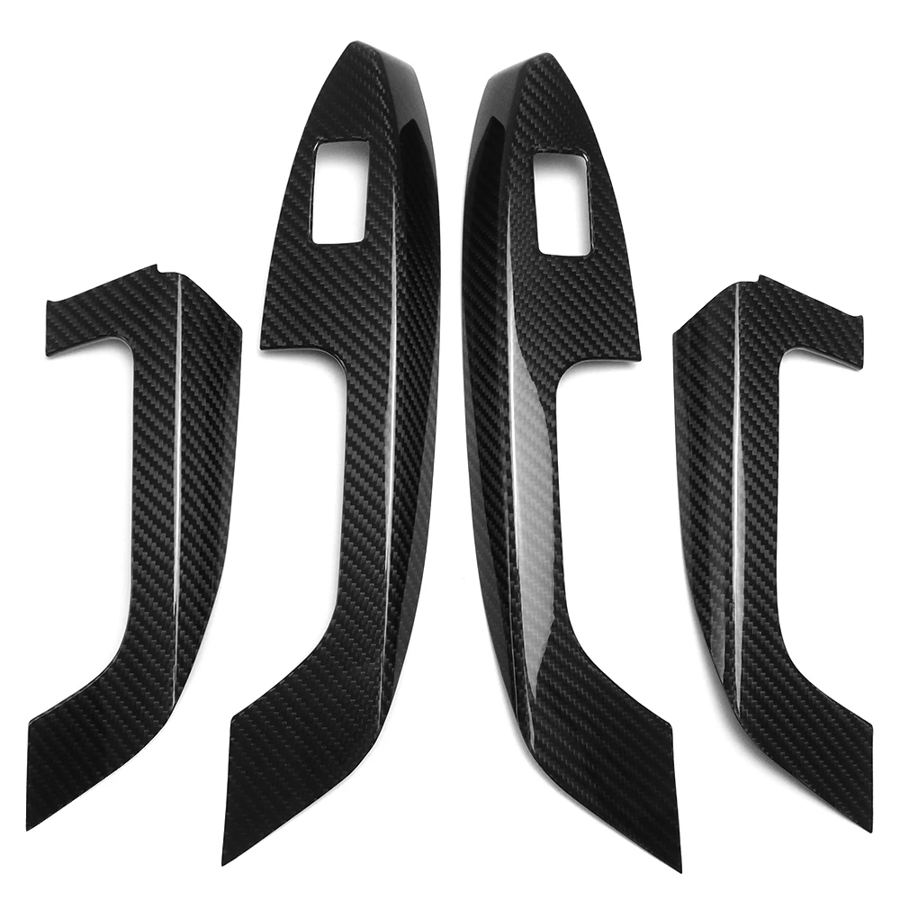 

For Toyota Land Cruiser LC300 2022 2023 2024 Inner Front Rear Door Armrest Panel Cover Dry Carbon Fiber Interior Accessories