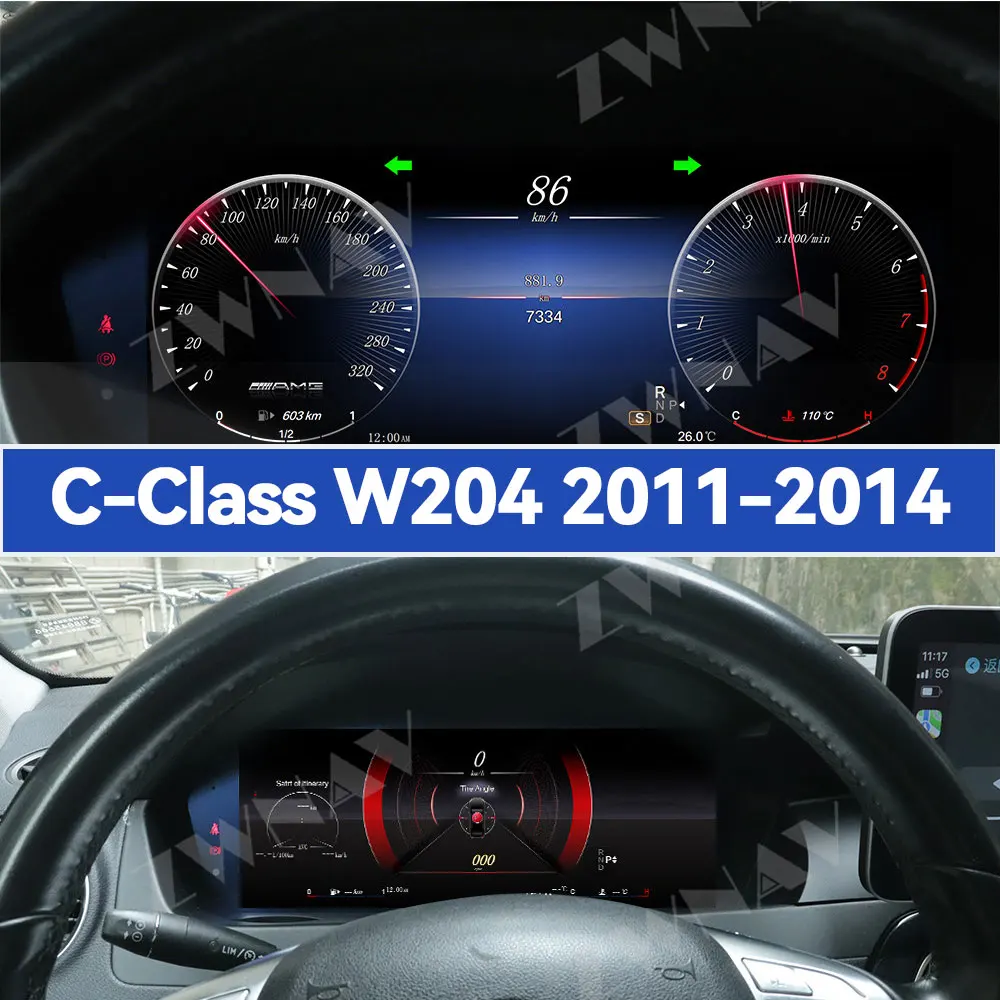 

LCD Car Digital Cluster Instrument CockPit For Mercedes Benz C-Class W204 2011 2012 2013 2014 Car Speedmeter Dashboard 12.3''