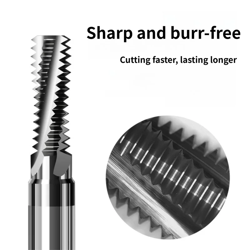CNC Machine Solid Carbide Single Tooth Three Full Tooth  M1 M1.6 M2 M3 M24 milling Cutter Alloy Tungsten Steel Aluminum coating