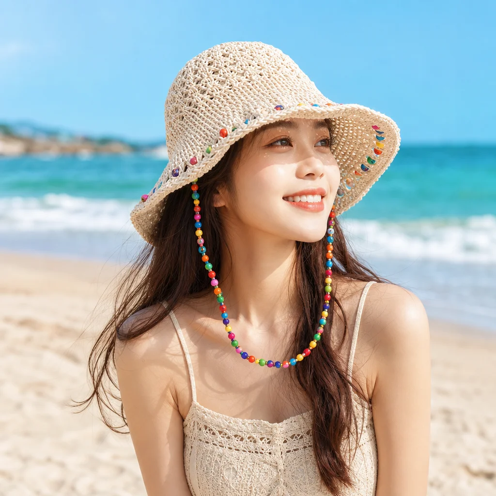 Bucket Hat Straw - Topi ember anyaman yang elegan, dapat