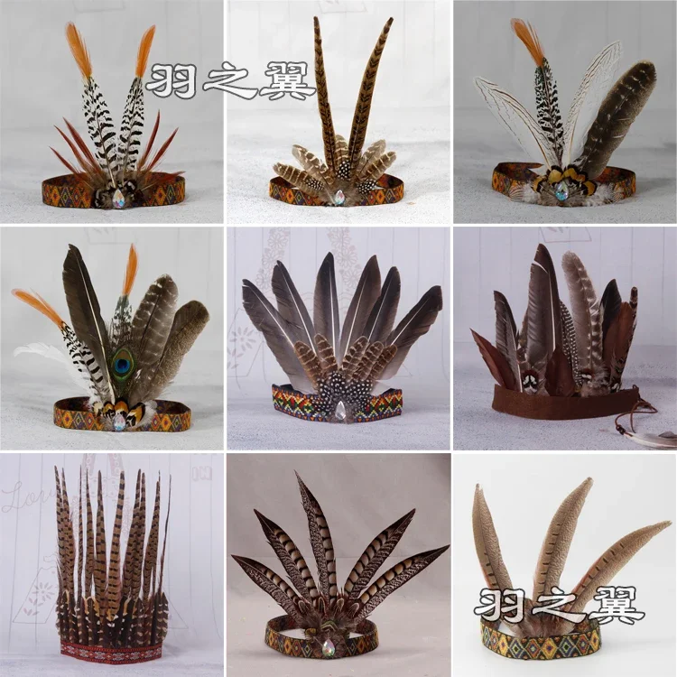 Feather Headdress Crown Headband Headwear Stage Props Carnival Halloween Party Accessories