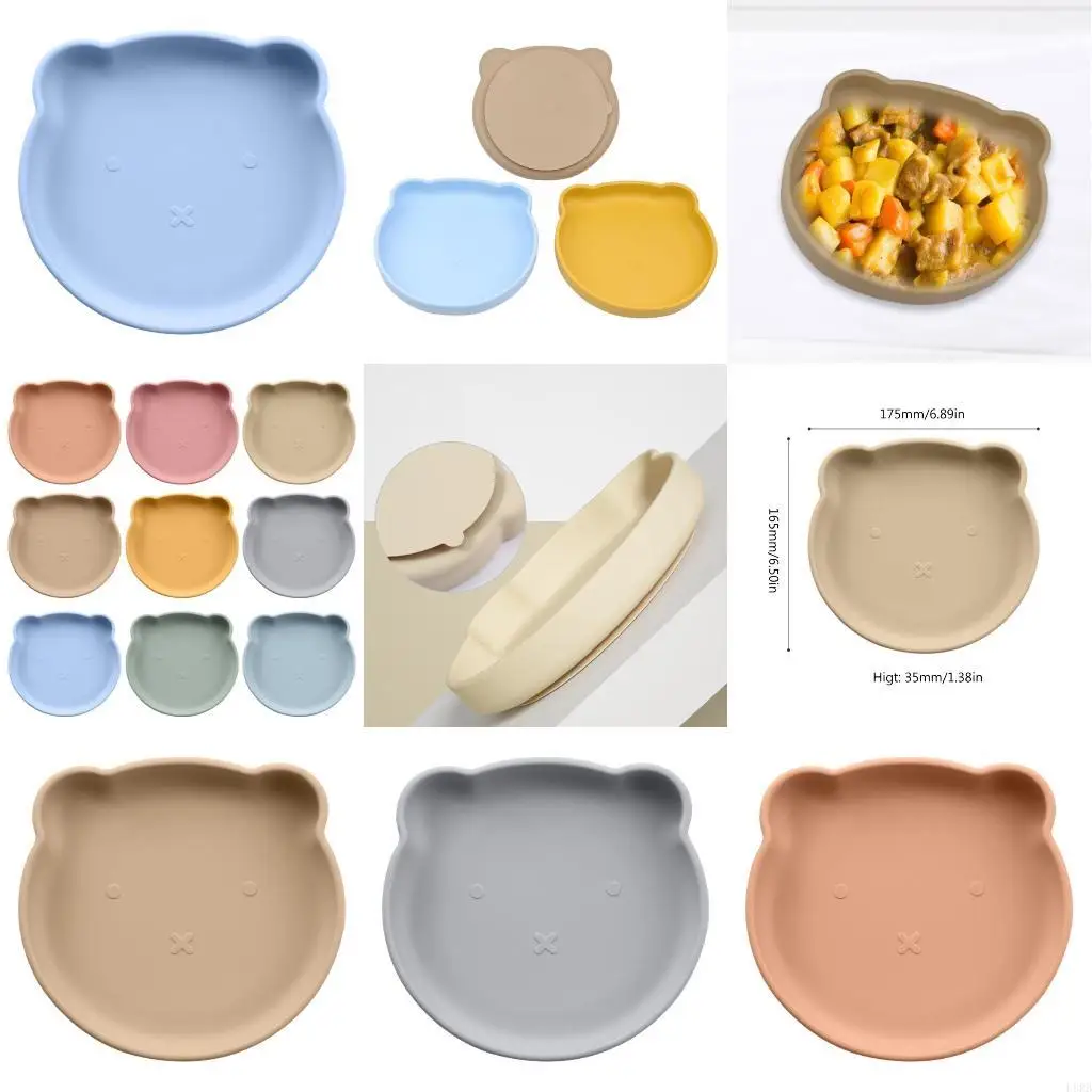 

Пищевая силиконовая пластина, красочная детская тарелка, присоска для животных для малышей L8RB