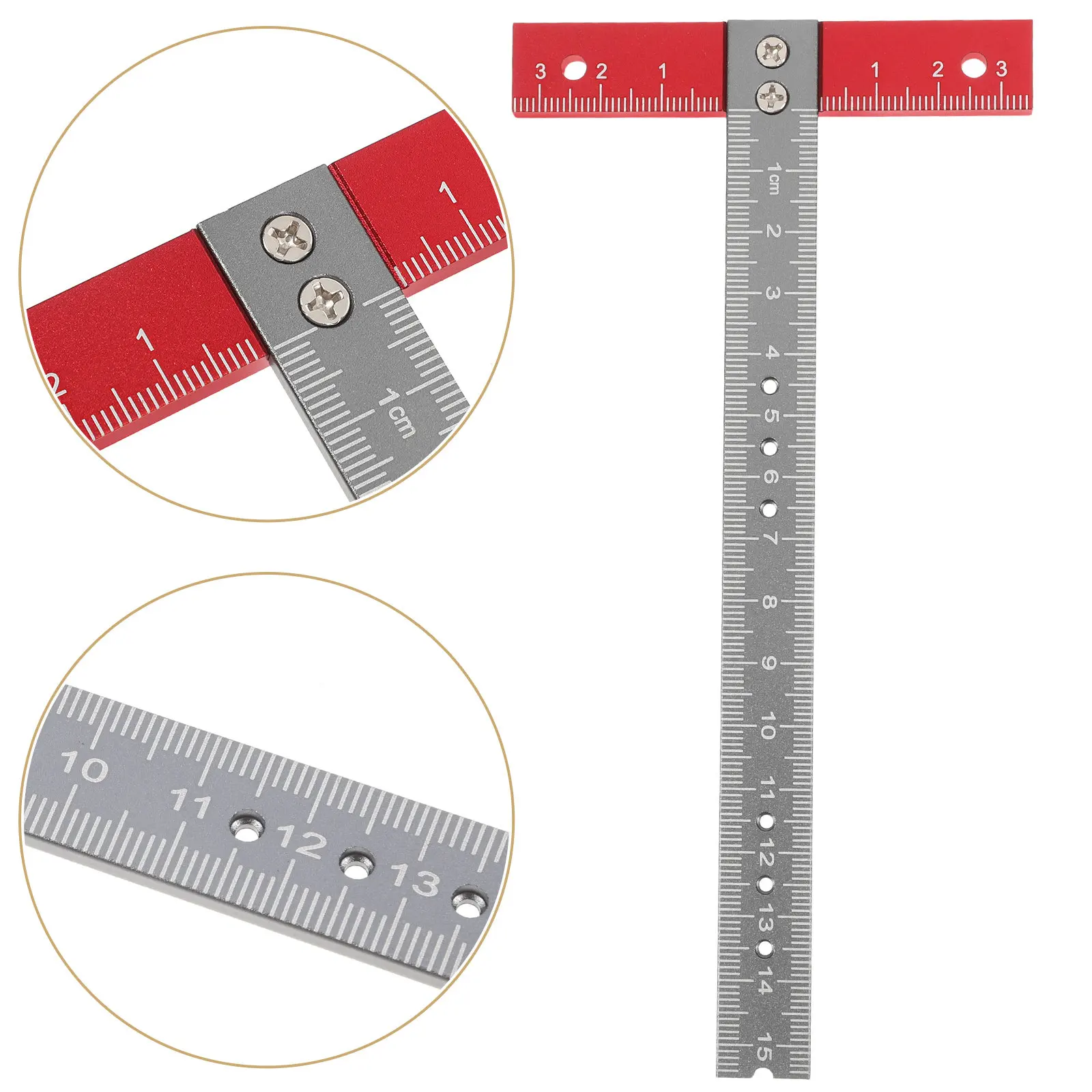 T Ruler Aluminum Alloy Precise Right Angle Measuring Tool Carpenter Woodworking Drafting Ruler Clear Scale Markings Lightweight