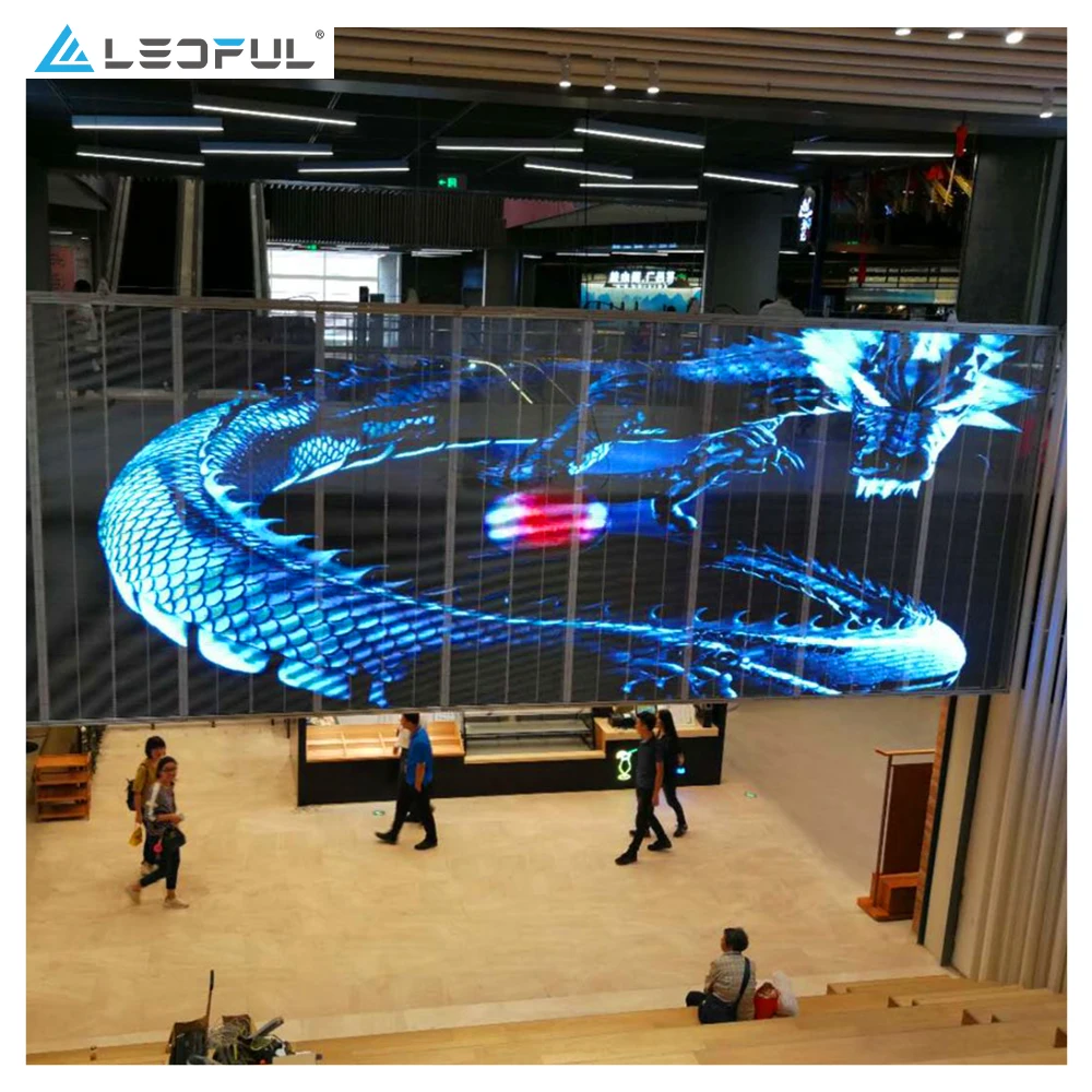 High Brightness P2.6 P3.91 Curtain Shop Window Glass TV LED Panels Mesh Display Transparent LED Screen