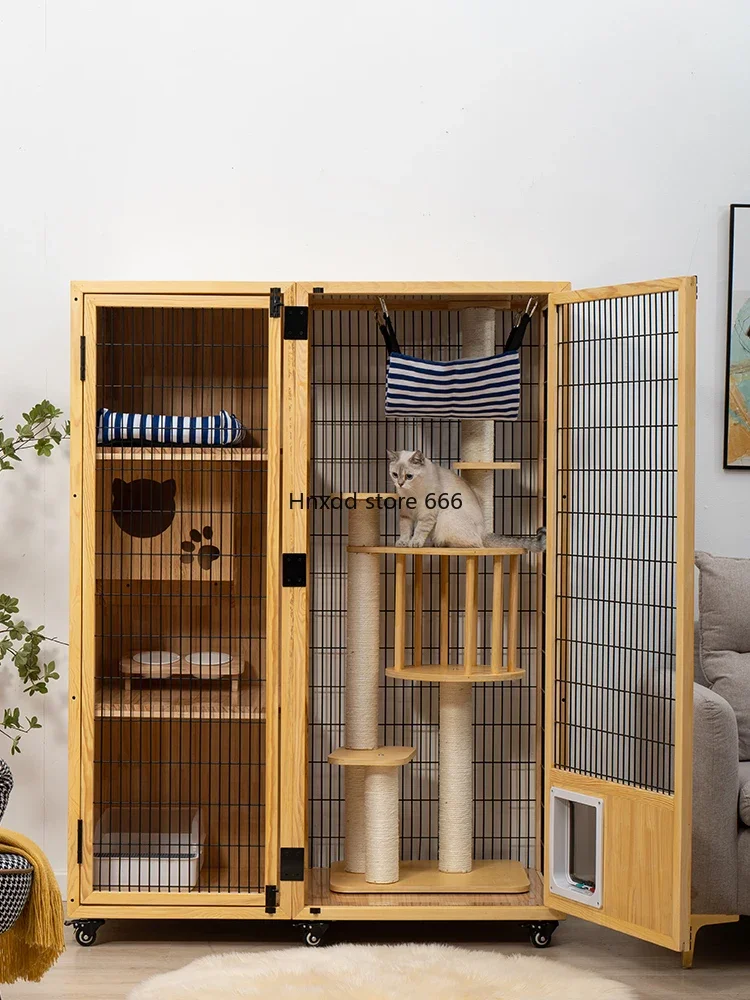 Solid wood does not occupy a cat cage, household indoor cat house, three-story large cat house