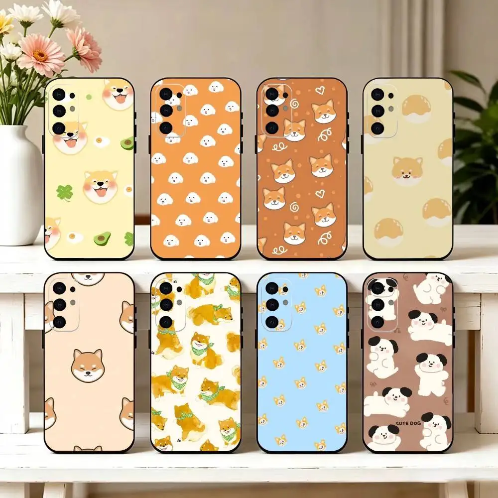 Cute puppy illustration patter Phone Case For Samsung S25,S24,S21,S22,S23,S30,Ultra,S20,Plus,Fe,Soft Silicone Black Cover