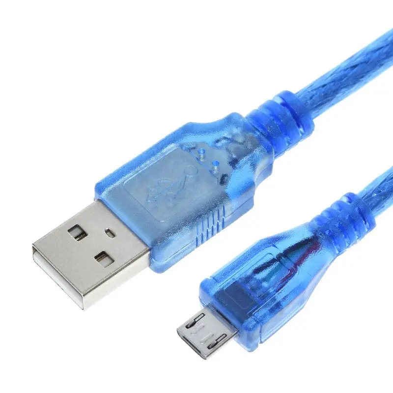 USB 2.0 A Male To Micro 5P Male USB Mobile Phone Charging Cable Data Cable Car Connection Cable 80CM Transparent Blue