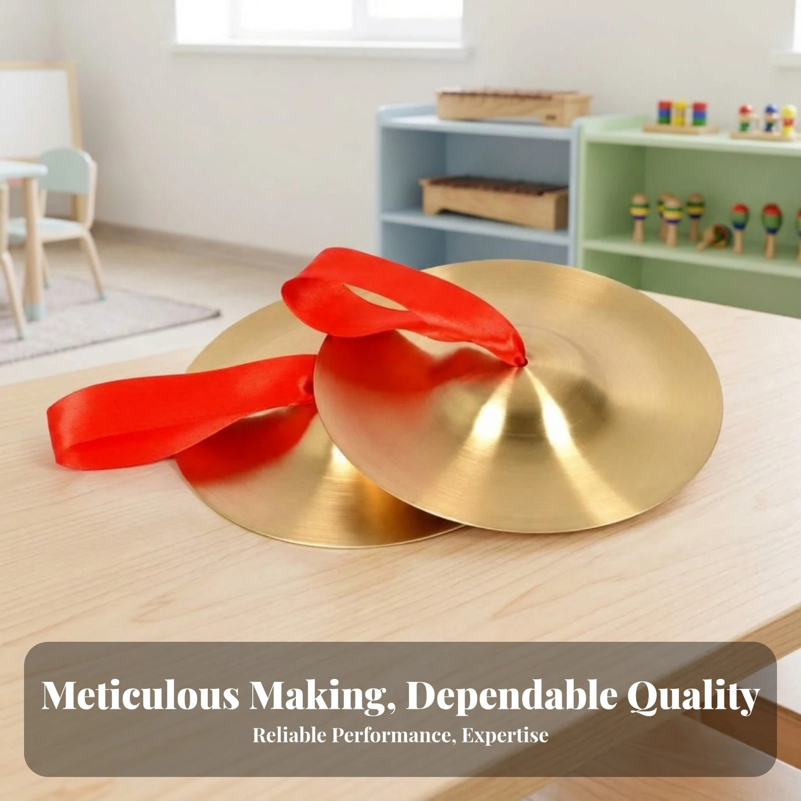 Children's Hand Cymbals Raised Center Orff-Style Cymbals Matched Cymbal Pair Hole Mounted Percussion Instrument Polished