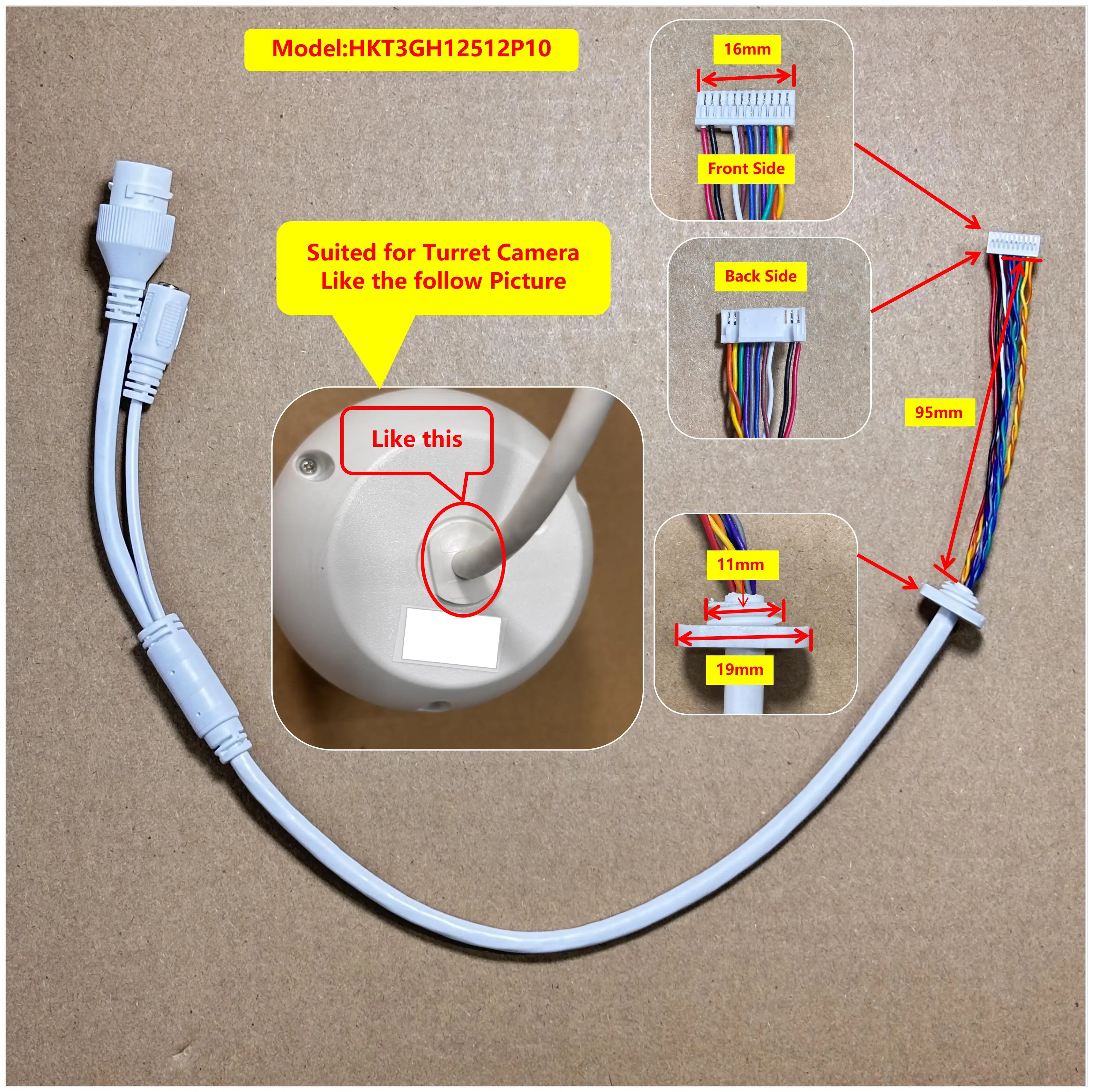 Ethernet Lan Cable PoE RJ45 Network Cable 12 Pin 10 core For indoor Dome Shell Housing hikvision ip camera