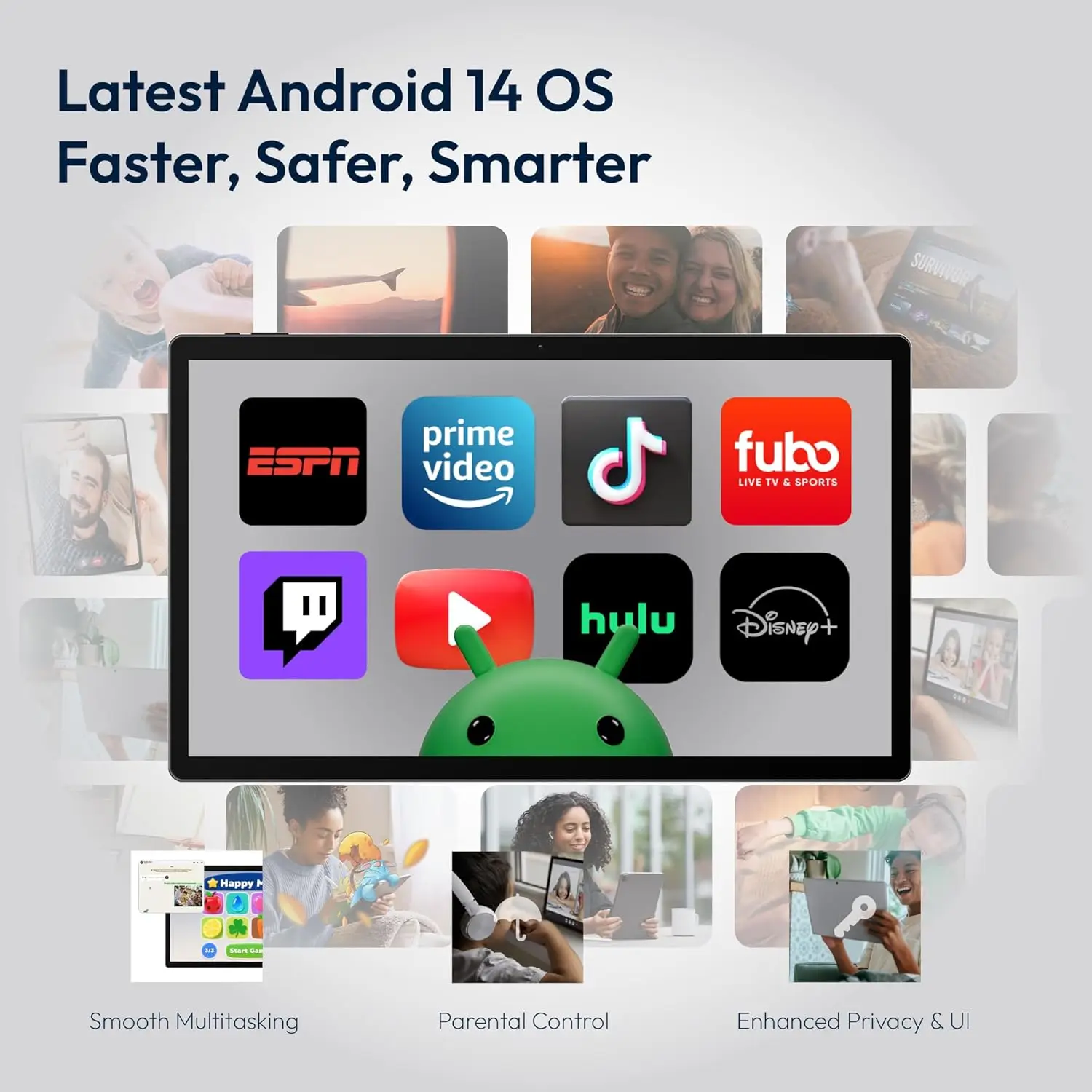 2026 Supergrote 16 inch Android 14 tablet 12000 mAh 1920x1200 IPS-scherm Helio G99 Octa-Core CPU 8 GB + 256 GB WiFi Play Store BT5.0