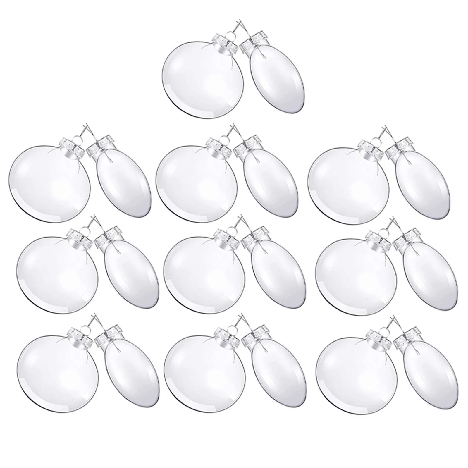 

20Pcs Festive DIY Flat Ornaments Clear Reusable Christmas Ball Decorations for Xmas Tree Party Hanging Decors Xmas Tree Ornament