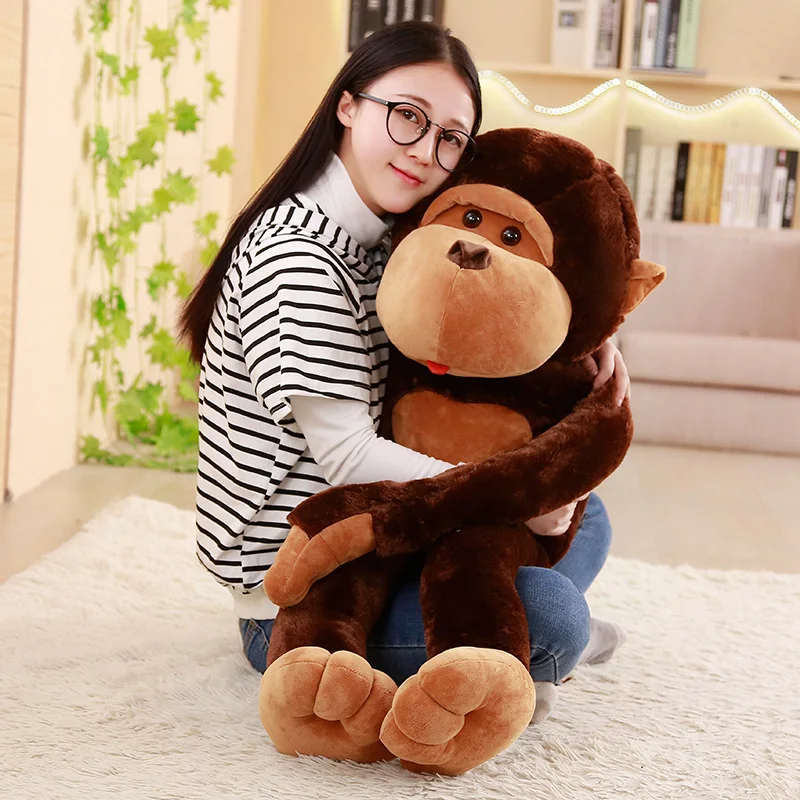 80~110cm Giant Gorilla Stuffed Toy Brown MonKey Zoo Animal Long Arms Huggable Gift