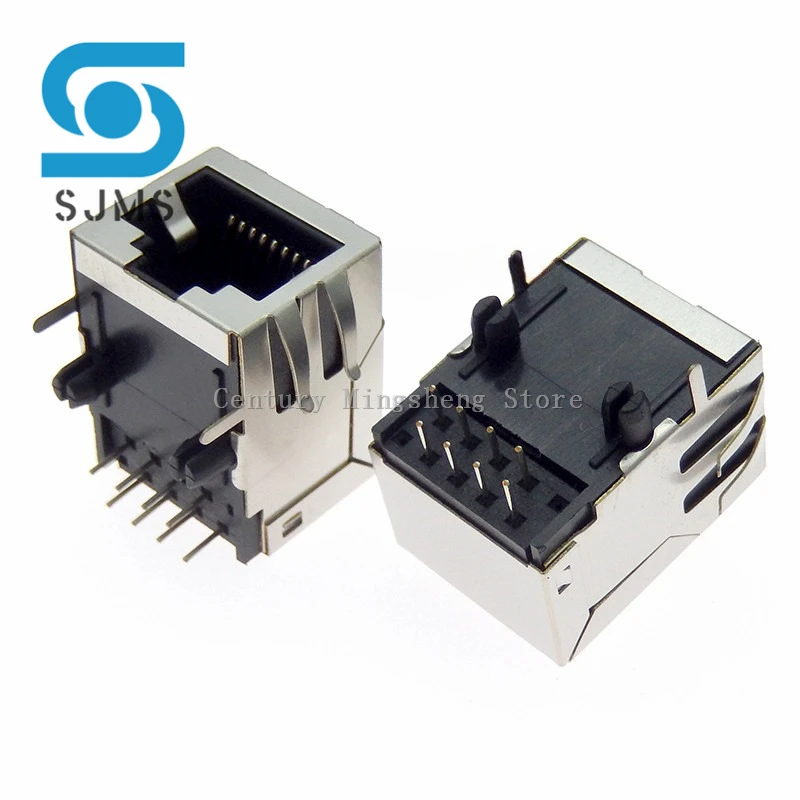 2/5PCS RJ45 21*13mm socket 8-pin cable interface shielded crystal headlight copper shell connector female 8P8C Ethernet network