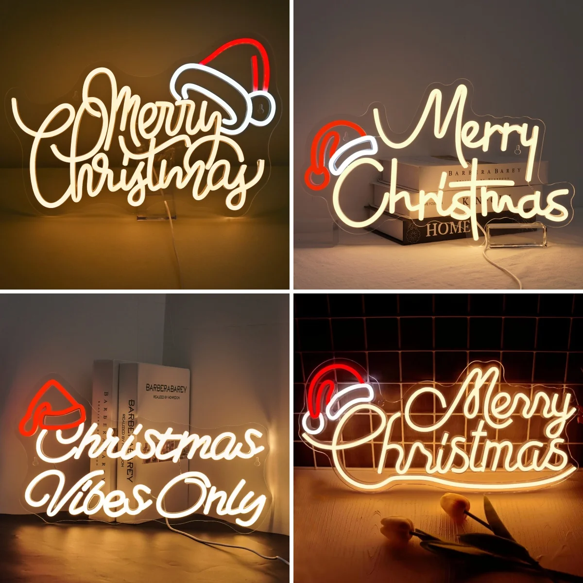 

Merry Christmas Neon Sign With Hat Art Light for Wall Decor Led Light Up Sign For Christmas Party Kids Bedroom Bar Pub Club