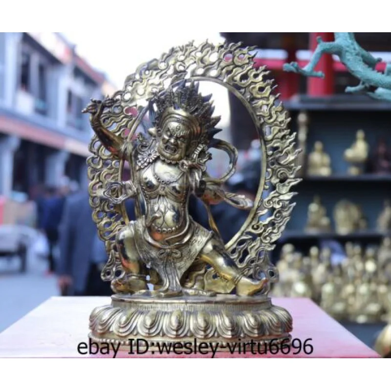 

Китайская медная позолоченная вещь Vajrapani Chana Dorje длинная драгоценность 13 дюймов 32 см
