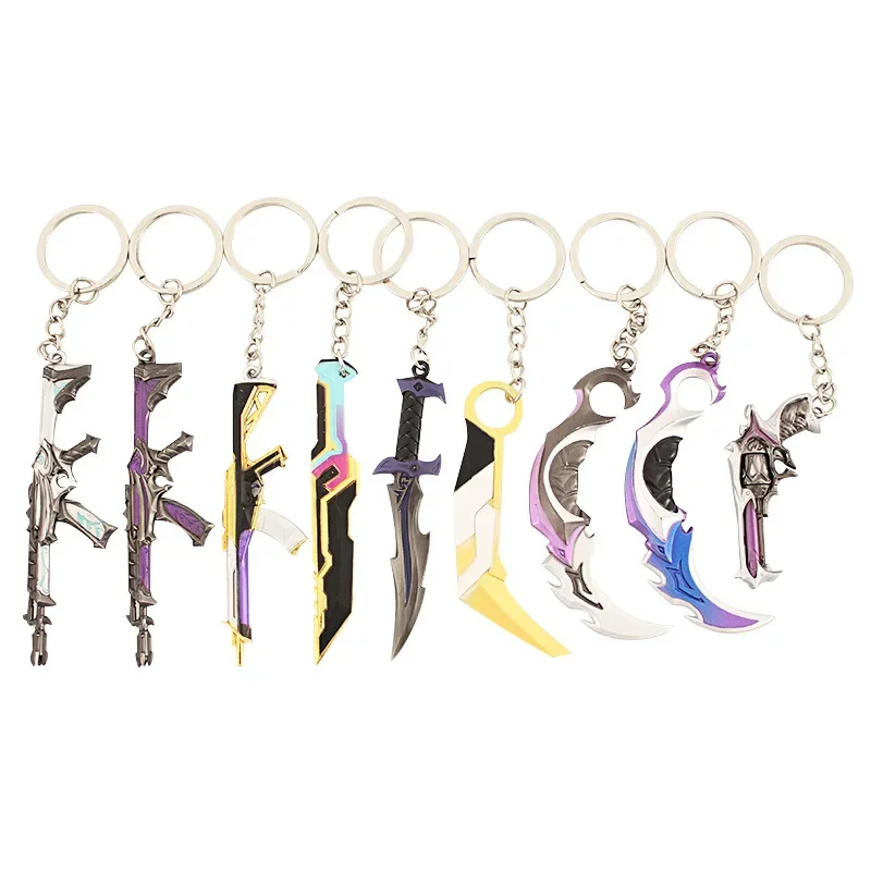 Valorant  Melee Reaver 2.0 Karambit Keychain for Men Game Peripheral M4 Samurai Dagger Model Metal Key Ring Pendant Jewelry Gift