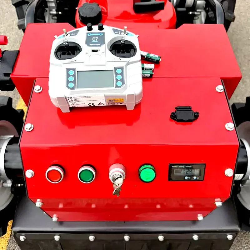 Intelligenter Rasenmäher mit Fernbedienung, 24 V, 4WD, kabellos, 4-Takt-Null-Rotation, hocheffizienter Rasenmäher für Steile Slopes-Mäher