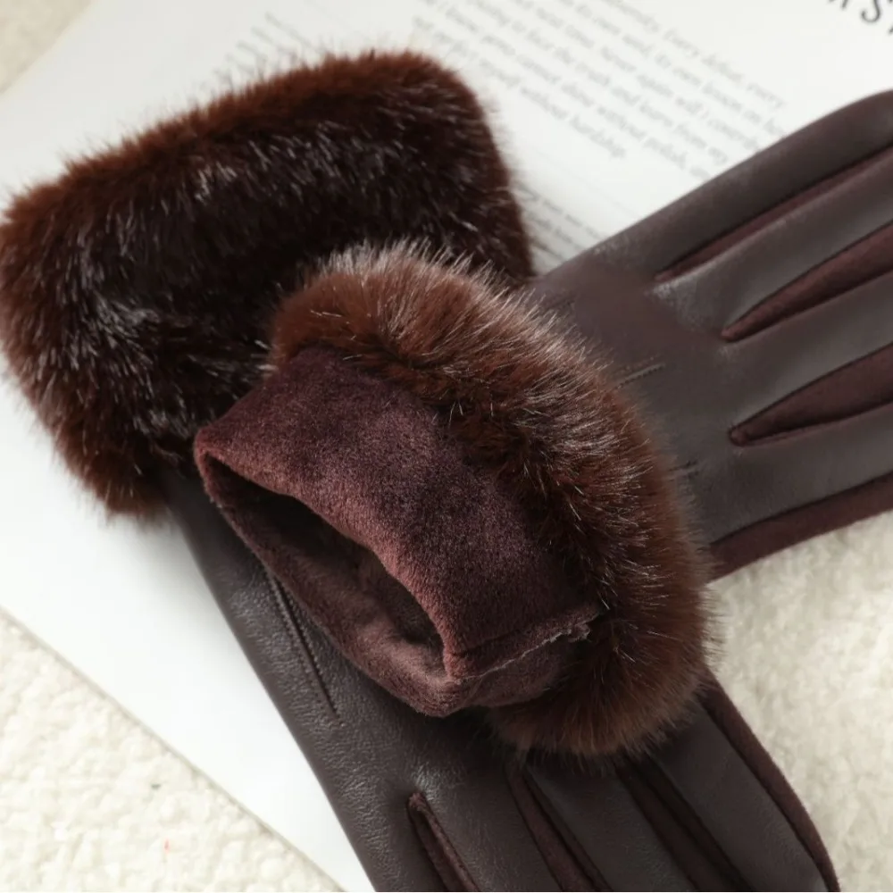 

New Touchable Screen Winter Gloves Full Finger Warm Driving Mittens Waterproof Imitation Mink Fur Touch Screen Gloves Unisex
