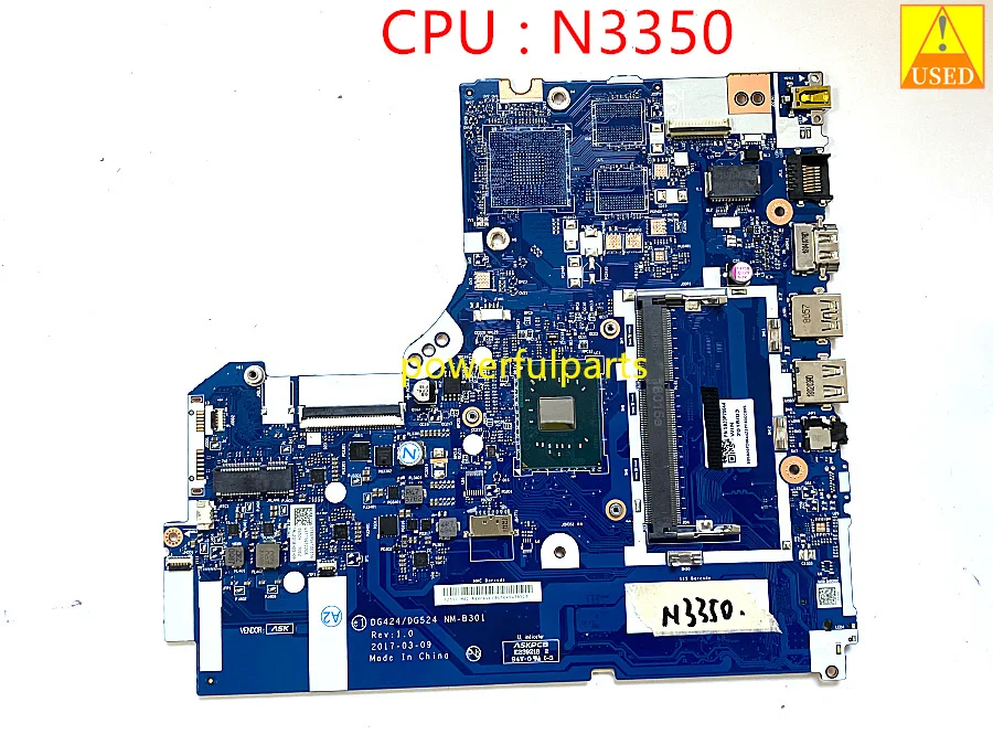 

For Lenovo 320-15IAP Motherboard 5B20P20644 DG424 NM-B301 N3350 Cpu Working Good