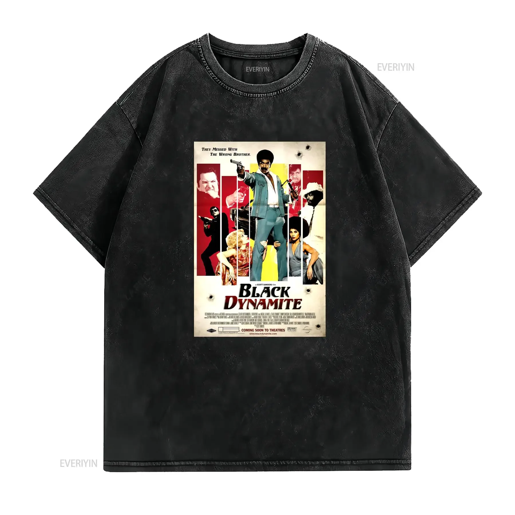 Vintage Retro Black Dynamite Classic Movie Poster Print Casual T Shirt vintage Washed Slightly Unisex Stylish Versatile