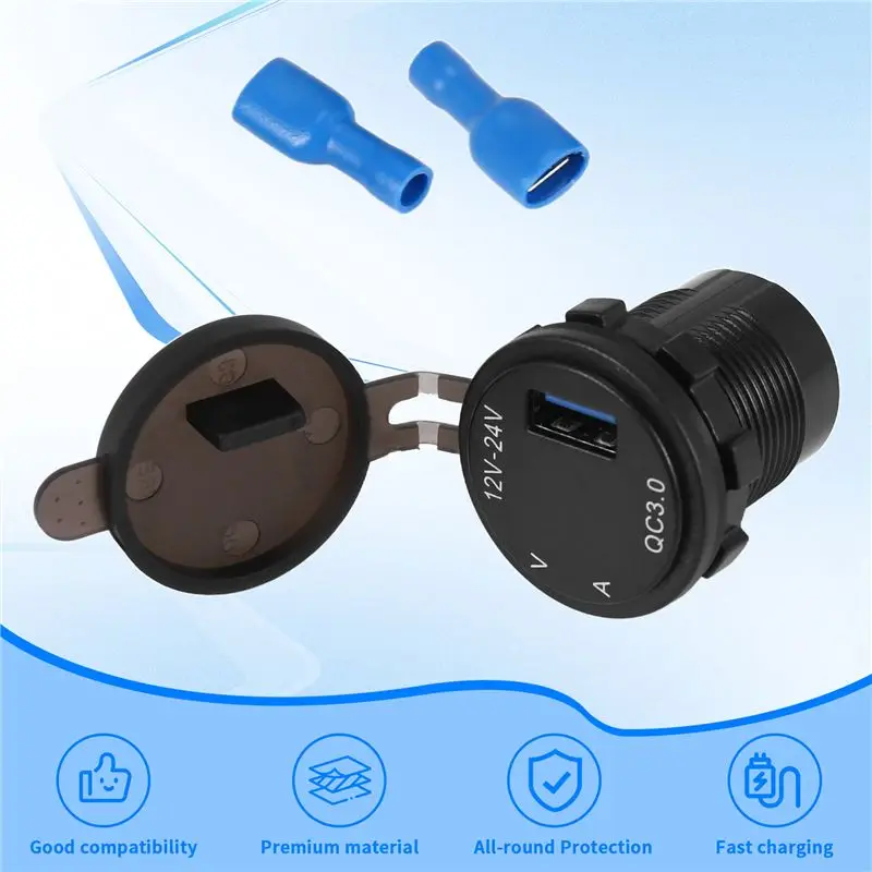 Ingenious-12V / 24V Fast Charging 3.0 Car Cigarette Lighter Socket Usb Led Voltmeter Ammeter
