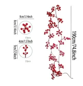 Artificial Red Berry Rattan Hanging Christmas Decoration Red Berry Decor For Home Fireplace Festivals Parties and Home Decor