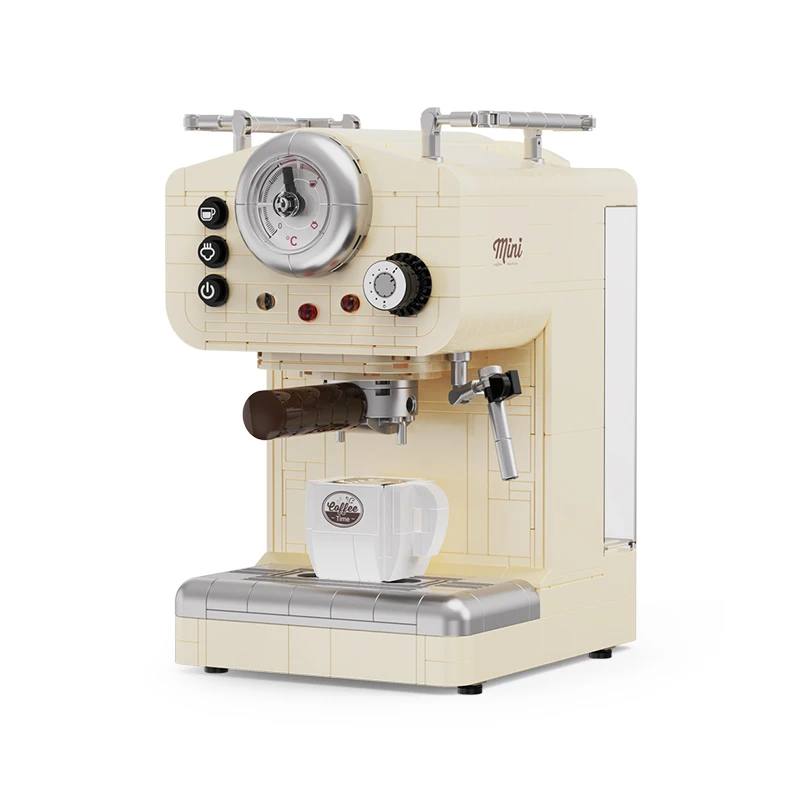 Quebra-cabeça infantil retro máquina de café bloco de construção moedor modelo pequena montagem de partículas brinquedo presente