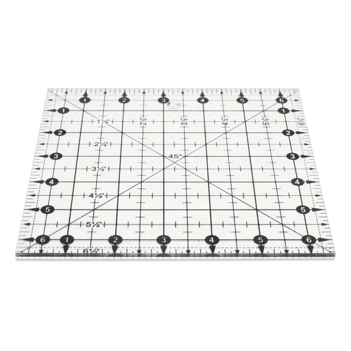 Square quilting ruler, transparent acrylic quilting square template, imperial 6.5 \