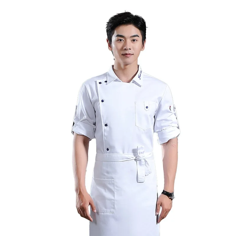 Shirt Collar Adjustable Chef's Uniform Long Sleeve Autumn and Winter Clothes Pastry Cook Milk Tea Barbecue Wholesale