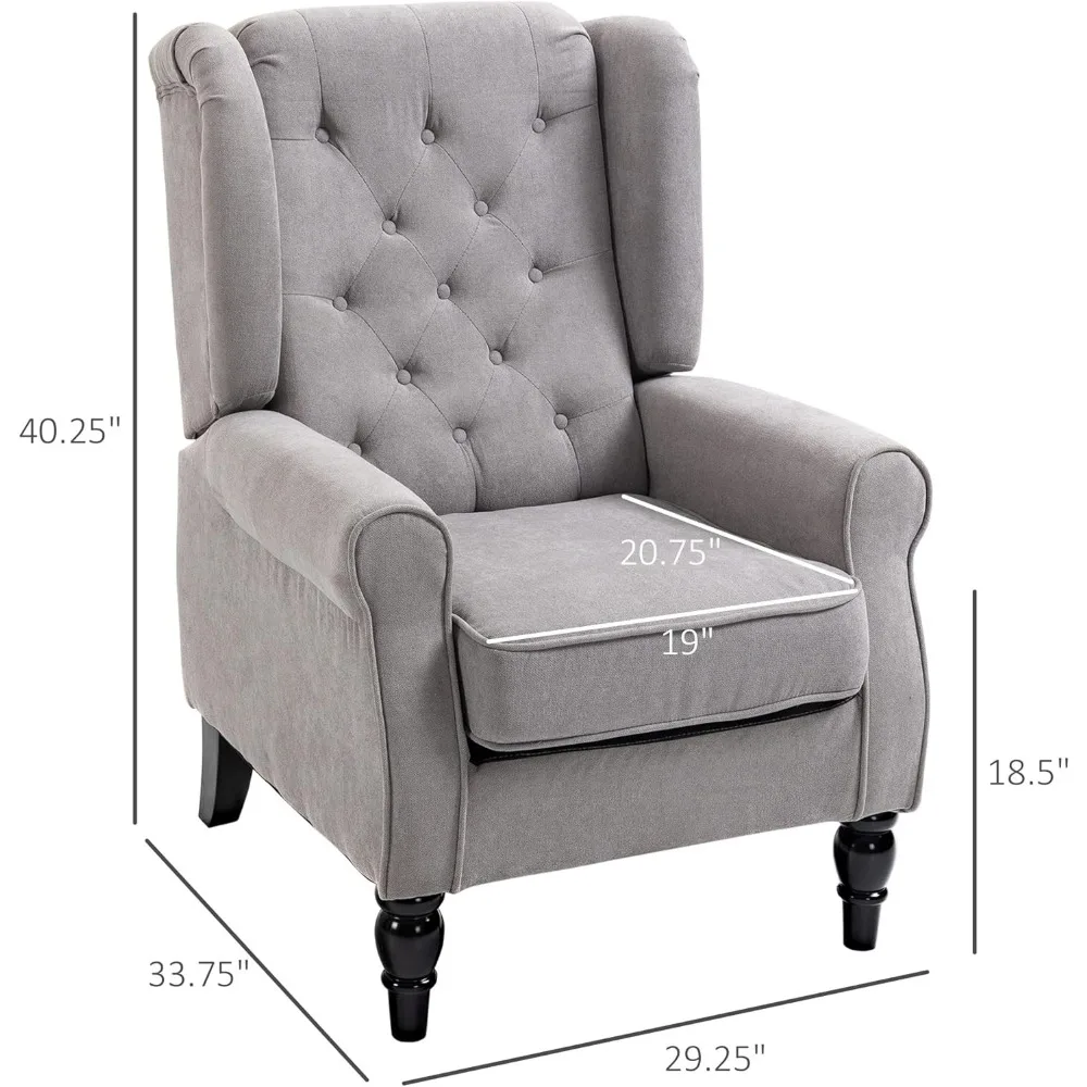 Living room chairs Rounded Cushioned Armrests and Thick Padded Seat, soft and comfortable Grey Living room chairs