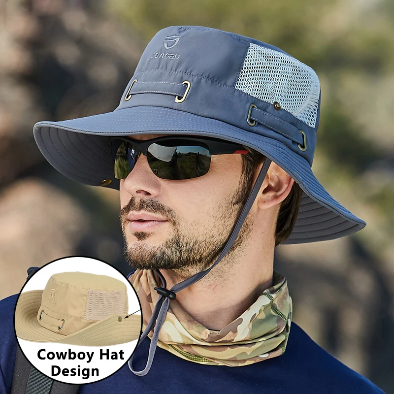 Sommer Fischerhut aus Mesh, Outdoor Angeln Camping Wandern Anti-UV Sonnenhut mit Breiter Krempe, Wasserdichter Casual Bucket Hat Panama Strandhut