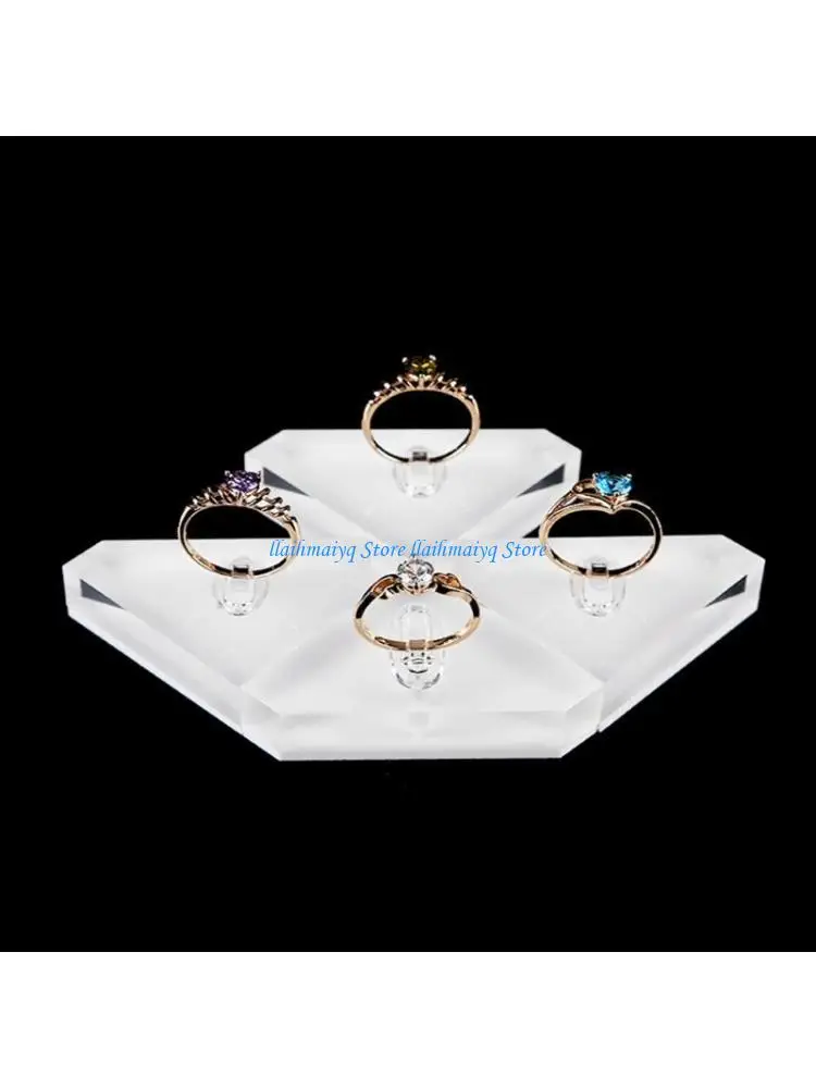 573B Crystal Square for Triangle Ring Storage Holder Finger Ring Clips Display Suppor
